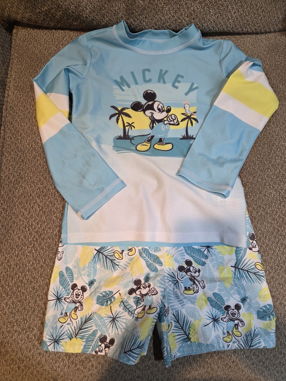 Disney Light Blue Mickey Swim Rash Guard Set